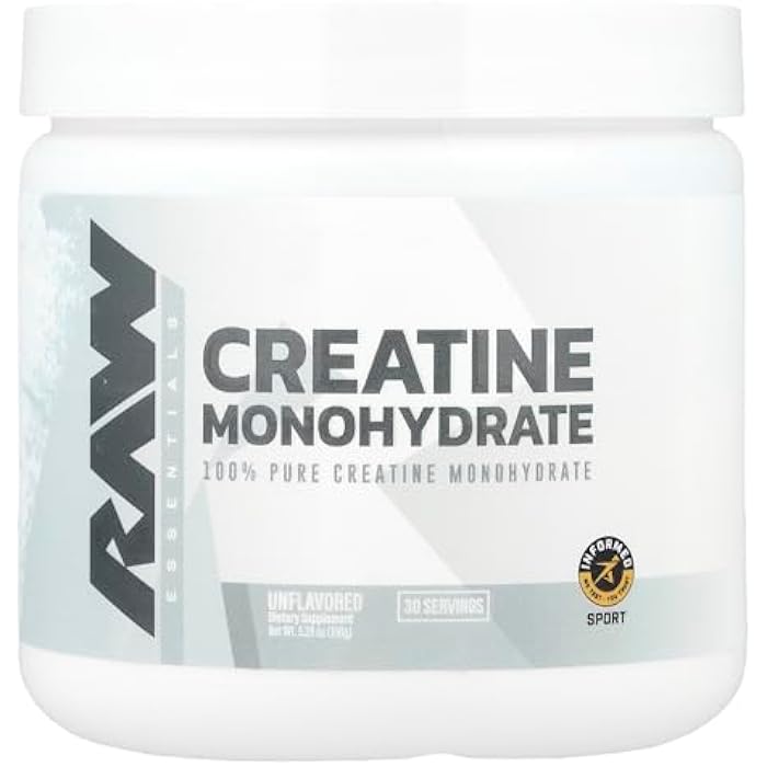 RAW Nutrition Creatine Monohydrate Powder, Unflavored (30 Servings) - Micronized Creatine Monohydrate Supplement for Workout Performance, Build Muscle & Strength - Creatine Powder for Men & Women - Image 1