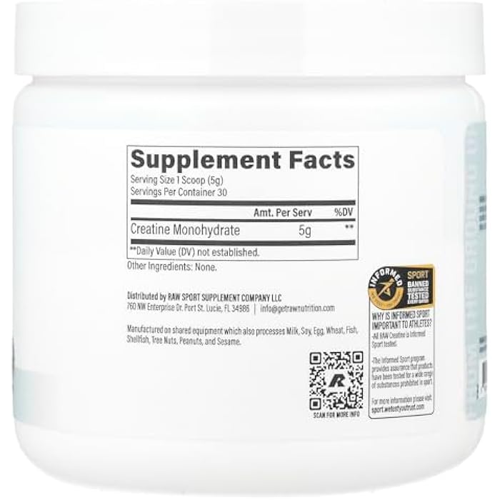 RAW Nutrition Creatine Monohydrate Powder, Unflavored (30 Servings) - Micronized Creatine Monohydrate Supplement for Workout Performance, Build Muscle & Strength - Creatine Powder for Men & Women - Image 2