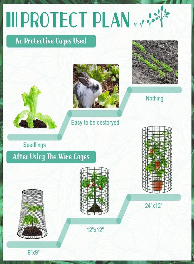 UJG 10 Packs 24"x 12" Large Wire Plant Protectors Wire Plant Cages Mesh Plant Cage Chicken Wire Cloche with Ground Stakes and Nylon Ties Protect Plants,Garden,Shrubs and Vegetables from Animals-30PCS - Image 3