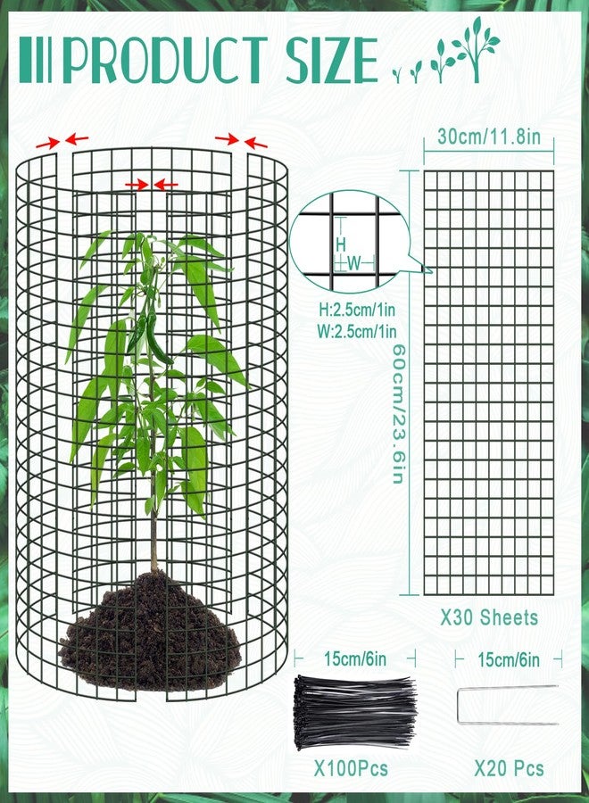 UJG 10 Packs 24"x 12" Large Wire Plant Protectors Wire Plant Cages Mesh Plant Cage Chicken Wire Cloche with Ground Stakes and Nylon Ties Protect Plants,Garden,Shrubs and Vegetables from Animals-30PCS - Image 2