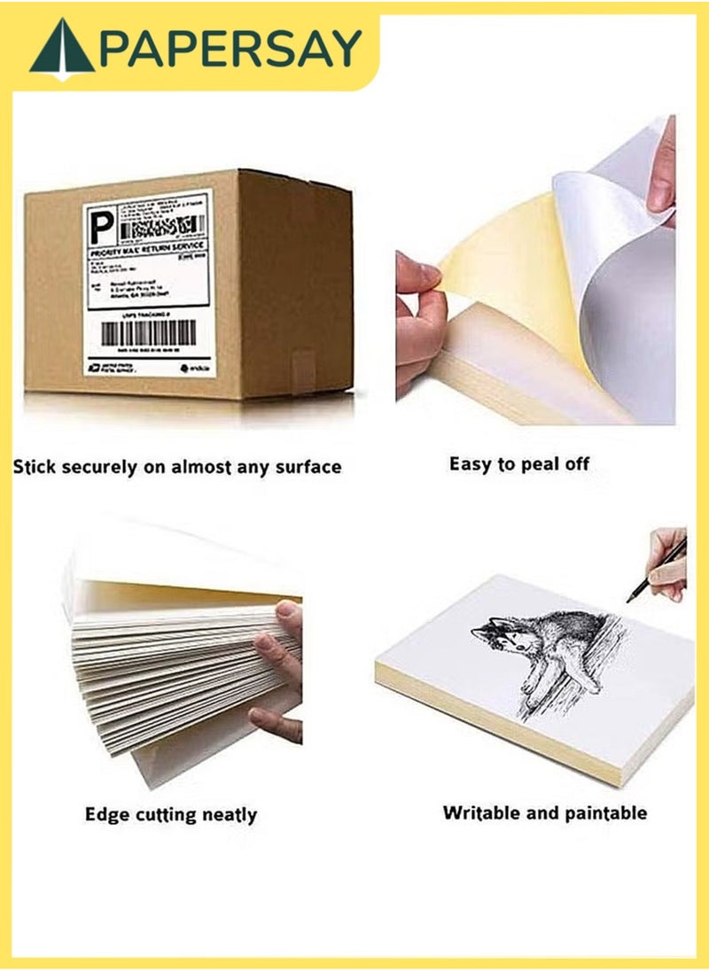 PAPERSAY 50 Printable Sheets of A4 Size,Glossy White Sticker Paper Printing Labels for Laser/Inkjet Printer,A4 Self Adhesive Stickers for Photoes Mailing Address Trade Mark(210x297mm)  - Image 4