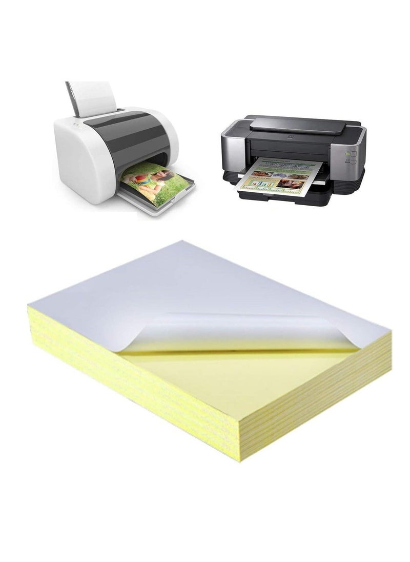 Generic 50 Printable Sheets of A4 Size,Glossy White Sticker Paper Printing Labels for Laser/Inkjet Printer,A4 Self Adhesive Stickers for Photoes Mailing Address Trade Mark(210x297mm)  - Image 1