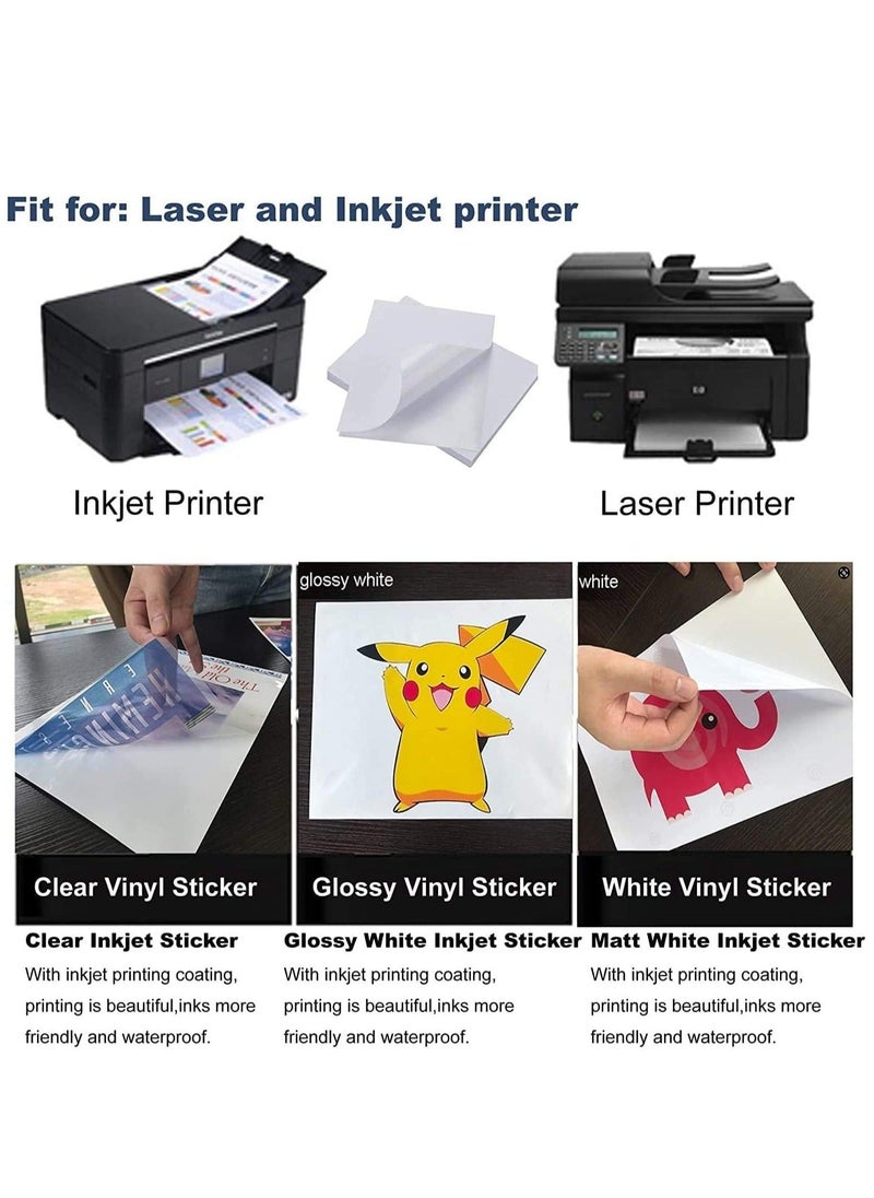 Generic 50 Printable Sheets of A4 Size,Glossy White Sticker Paper Printing Labels for Laser/Inkjet Printer,A4 Self Adhesive Stickers for Photoes Mailing Address Trade Mark(210x297mm)  - Image 5