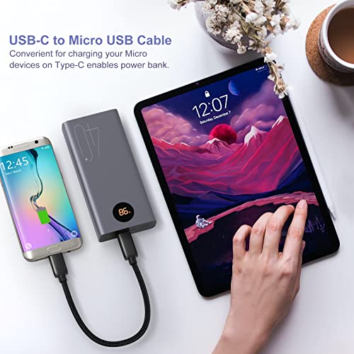 Eversame USB C to Micro USB Cable 1FT, Nylon Braided Short Type C to Micro USB Cord Compatible with Samsung Galaxy S7 S6, J7, J3, LG, HTC, PS4, Kindle, Android Phone(Black, 1FT) - Image 5