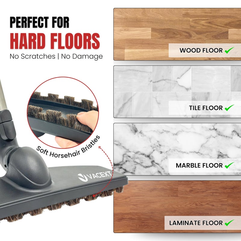 VACEXT for Miele Hardwood Floor Brush Head â€“ 12â€ Parquet Twister with Soft Horsehair Bristles, 360Â° Swivel Vacuum Attachment for Hard Floors â€“ Compatible with Miele C1, C2, C3 Canister Vacuums - Image 3
