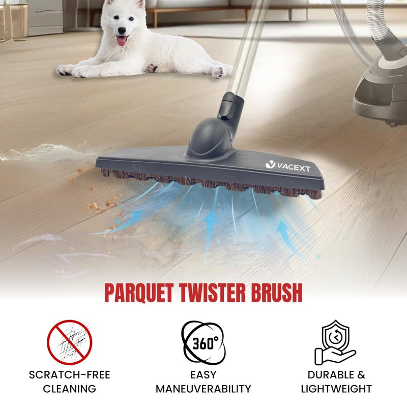 VACEXT for Miele Hardwood Floor Brush Head â€“ 12â€ Parquet Twister with Soft Horsehair Bristles, 360Â° Swivel Vacuum Attachment for Hard Floors â€“ Compatible with Miele C1, C2, C3 Canister Vacuums - Image 5