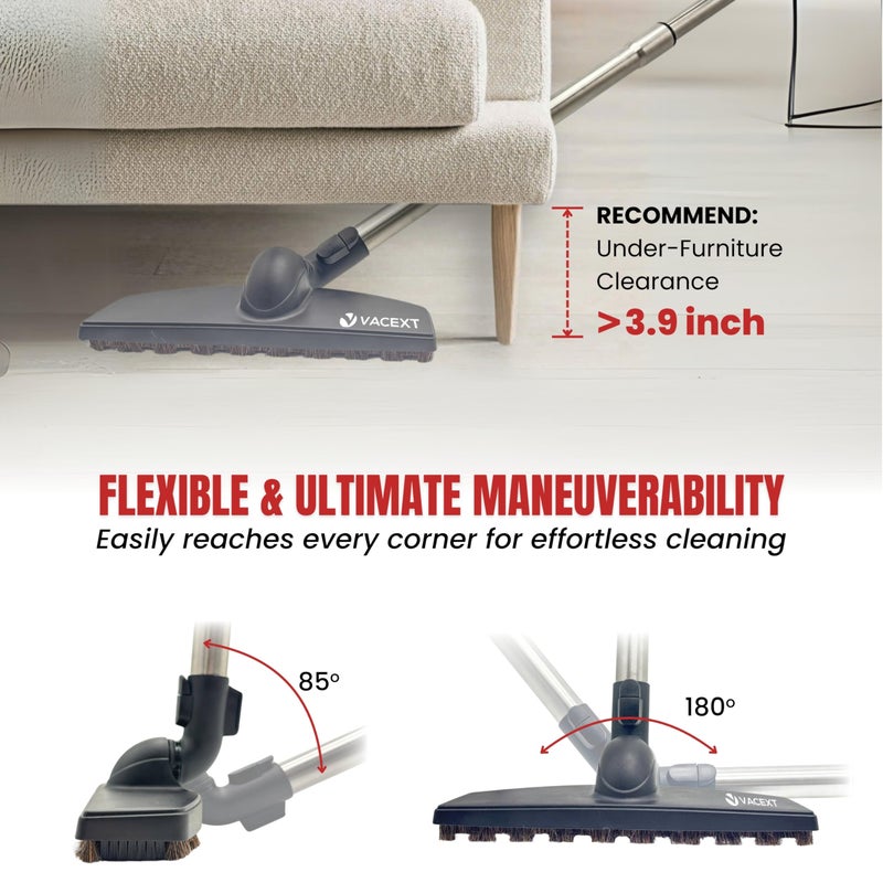 VACEXT for Miele Hardwood Floor Brush Head â€“ 12â€ Parquet Twister with Soft Horsehair Bristles, 360Â° Swivel Vacuum Attachment for Hard Floors â€“ Compatible with Miele C1, C2, C3 Canister Vacuums - Image 2