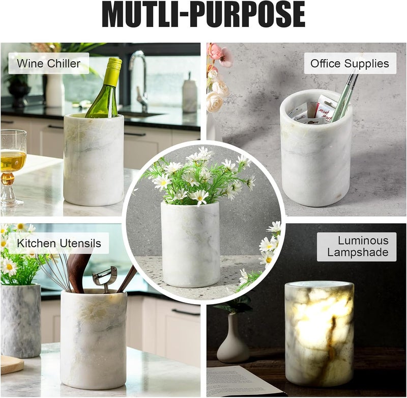 BCS Marble Wine Bottle Chiller Bucket,Versatile Wine Chillers for Bottles, Handcrafted Wine & Champagne Cooler for Parties, Dinner - Luxury Kitchen Utensil Holder Ideal for Wine Enthusiasts, White - Image 4