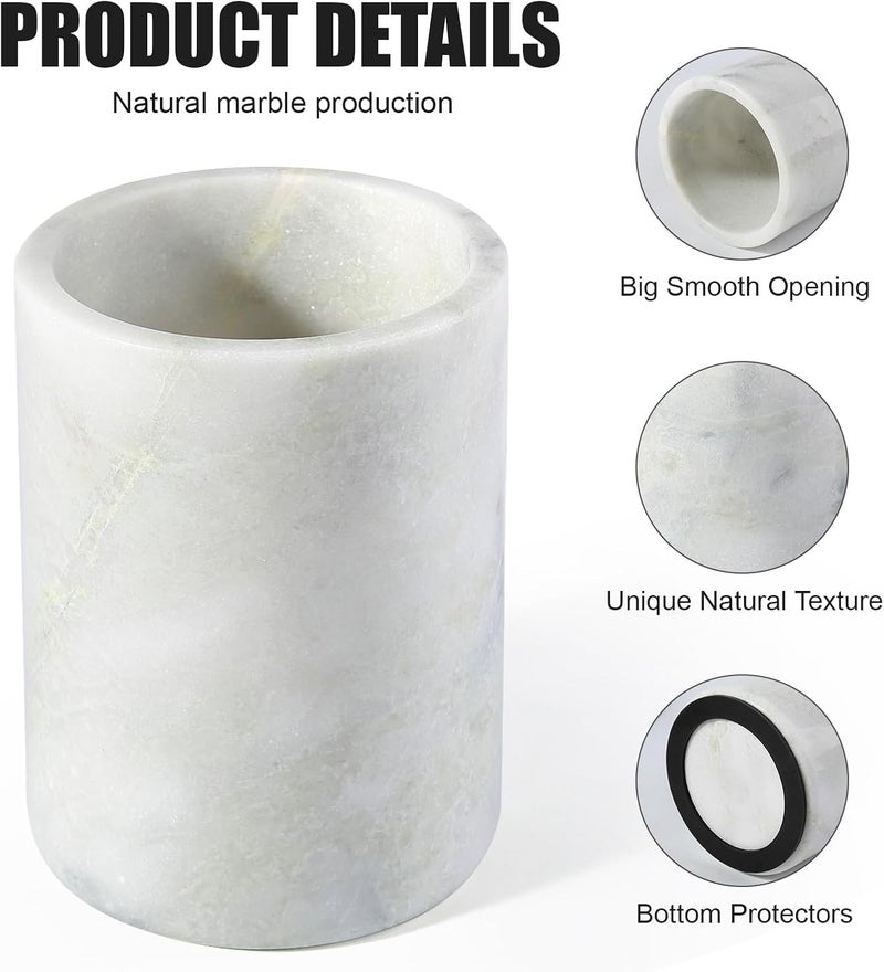 BCS Marble Wine Bottle Chiller Bucket,Versatile Wine Chillers for Bottles, Handcrafted Wine & Champagne Cooler for Parties, Dinner - Luxury Kitchen Utensil Holder Ideal for Wine Enthusiasts, White - Image 2