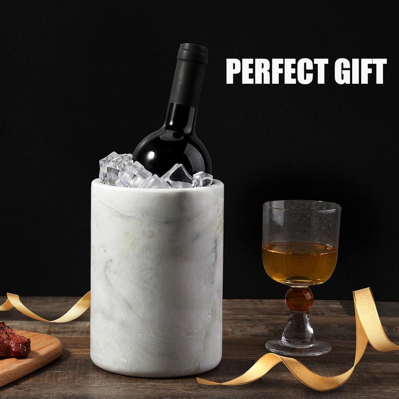 BCS Marble Wine Bottle Chiller Bucket,Versatile Wine Chillers for Bottles, Handcrafted Wine & Champagne Cooler for Parties, Dinner - Luxury Kitchen Utensil Holder Ideal for Wine Enthusiasts, White - Image 1