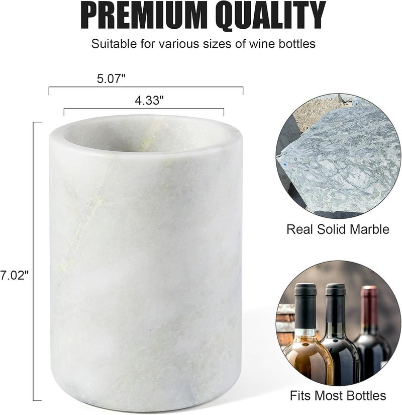 BCS Marble Wine Bottle Chiller Bucket,Versatile Wine Chillers for Bottles, Handcrafted Wine & Champagne Cooler for Parties, Dinner - Luxury Kitchen Utensil Holder Ideal for Wine Enthusiasts, White - Image 3