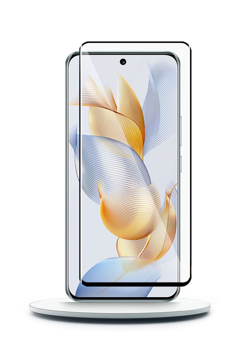 Wtech Honor 90 5G 2023 Premium UV Full Glue Full Cover Tempered Glass Screen Protector (MSGPCN) - Clear/Black - Image 1