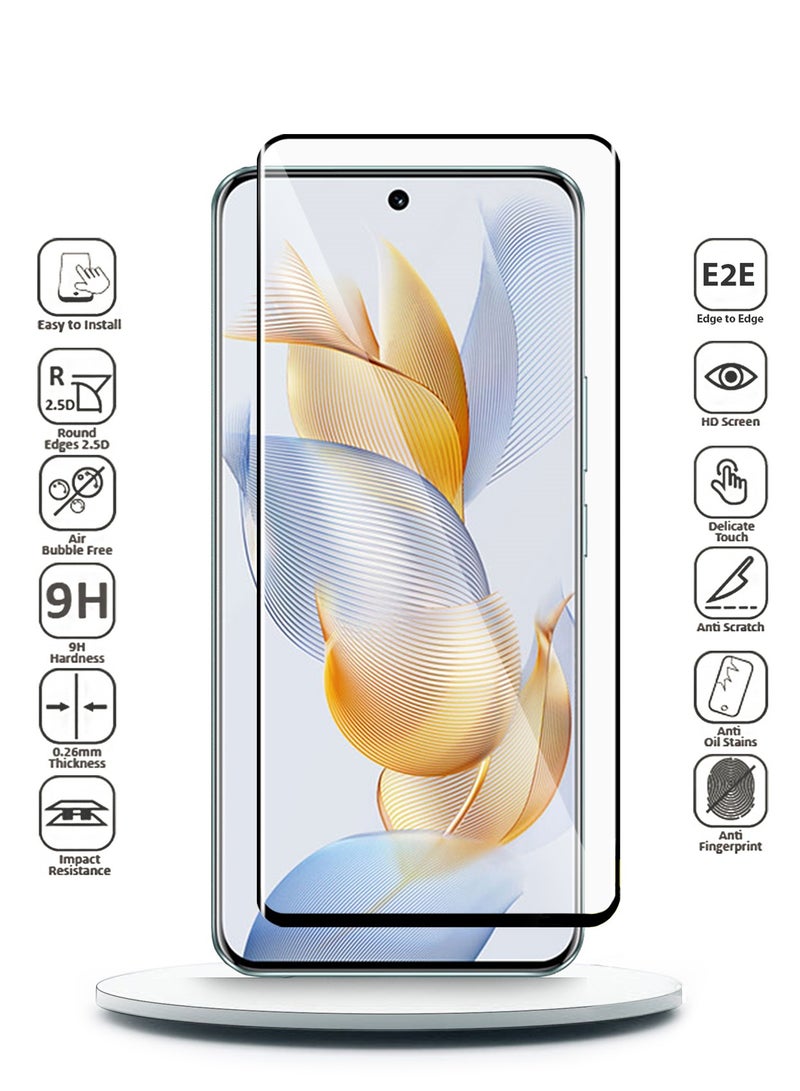 Wtech Honor 90 5G 2023 Premium UV Full Glue Full Cover Tempered Glass Screen Protector (MSGPCN) - Clear/Black - Image 2