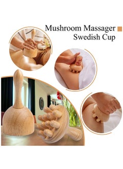 عربست أدوات تدليك العلاج بالخشب ، 3 قطع أدوات تدليك خشبية Gua Sha لمكافحة السيلوليت ، كوب تدليك خشبي محمول لألم نقطة التصريف اللمفاوي لتخفيف توتر عضلات الجسم بالكامل  - Image 5