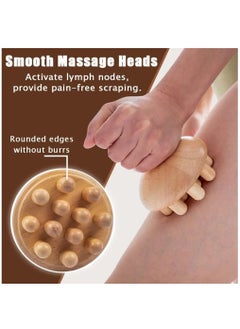 عربست أدوات تدليك العلاج بالخشب ، 3 قطع أدوات تدليك خشبية Gua Sha لمكافحة السيلوليت ، كوب تدليك خشبي محمول لألم نقطة التصريف اللمفاوي لتخفيف توتر عضلات الجسم بالكامل  - Image 4