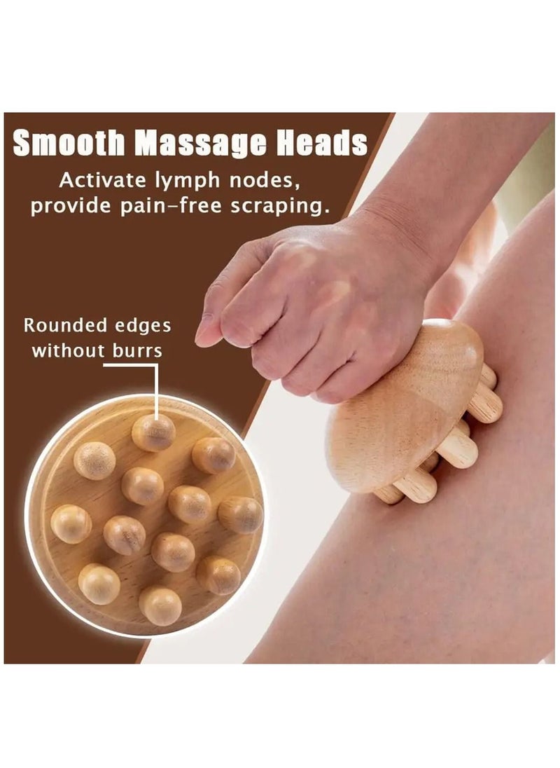 Arabest - Wood Therapy Massage Tools, 3 Pieces Anti Cellulite Massage Roller Wooden Gua Sha Tools, Wooden Handheld Massage Cup for Lymphatic Drainage Point Pain Release Full-Body Muscle Tension Relief - Image 1
