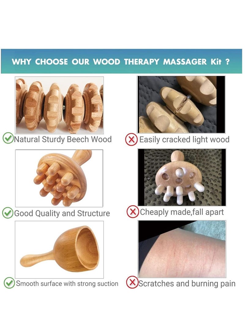 Arabest - Wood Therapy Massage Tools, 3 Pieces Anti Cellulite Massage Roller Wooden Gua Sha Tools, Wooden Handheld Massage Cup for Lymphatic Drainage Point Pain Release Full-Body Muscle Tension Relief - Image 1