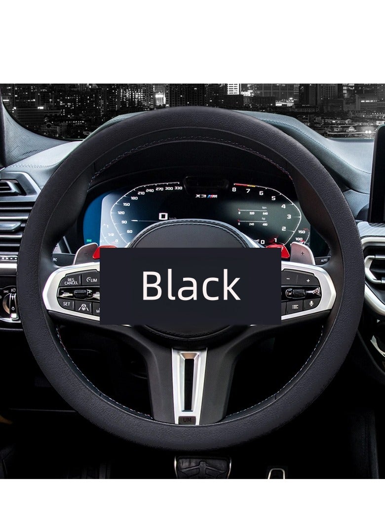 غطاء عجلة قيادة سيارة سيليكون ناعم غير قابل للانزلاق (أسود) - Image 1