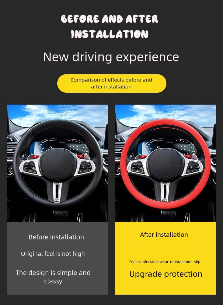 غطاء عجلة قيادة سيارة سيليكون ناعم غير قابل للانزلاق (أسود) - Image 3
