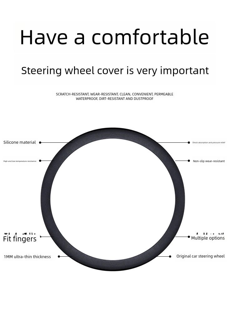 غطاء عجلة قيادة سيارة سيليكون ناعم غير قابل للانزلاق (أسود) - Image 4