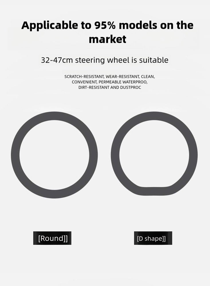 غطاء عجلة قيادة سيارة سيليكون ناعم غير قابل للانزلاق (أسود) - Image 5