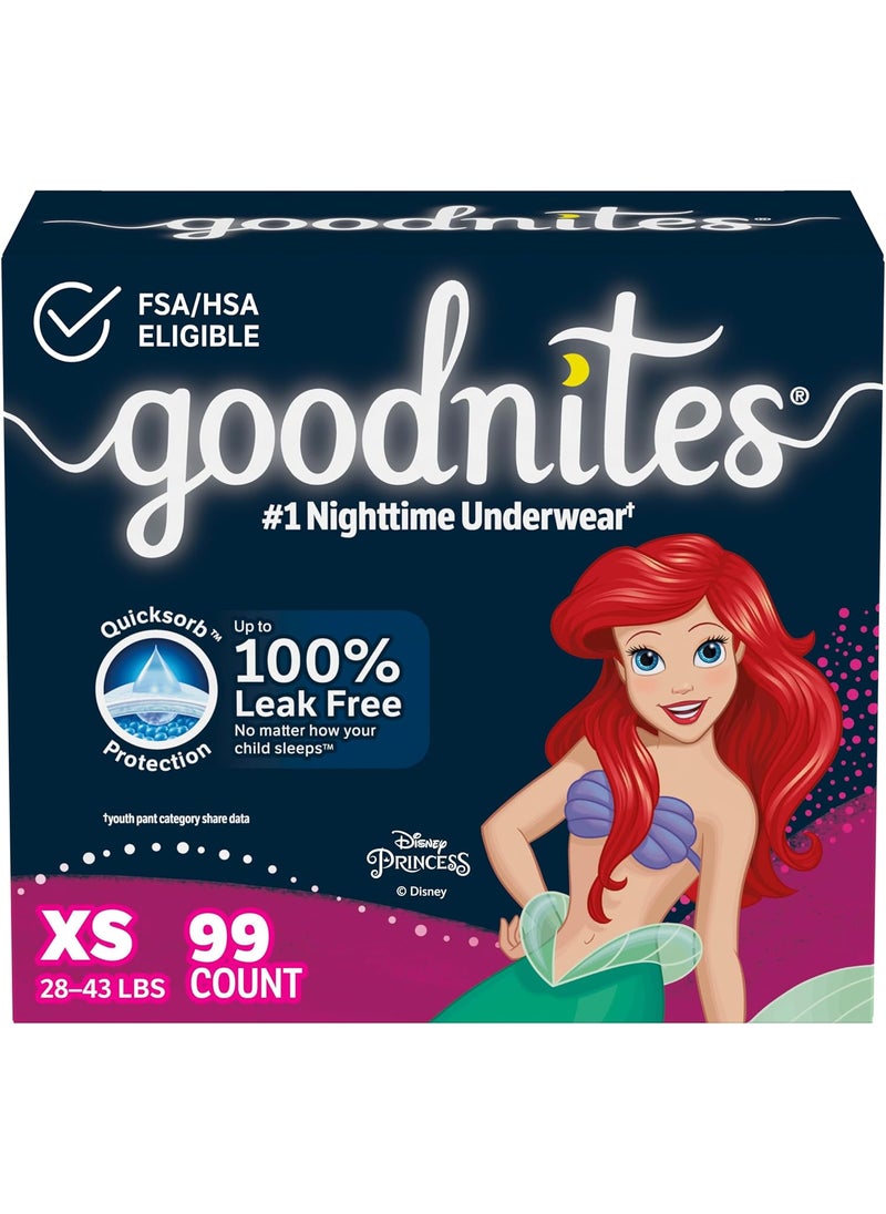 GoodNites Goodnites Nighttime Bedwetting Underwear, Girls' XS (28-43 lb.), 99 Ct (3 Packs of 33) 