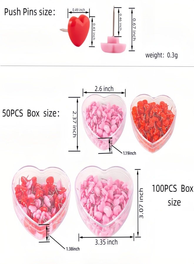 RyanDesign Heart Push Pins,Corkboard Nails for Office/Home Decor-Durable Decorative Push Pins for Bulletin Board,Photos,Notes,DIY Crafts,Soft Corkboard,Reusable&Cute Wall Decor (Red Pink Mixed Heart Box 100PACK) - Image 2
