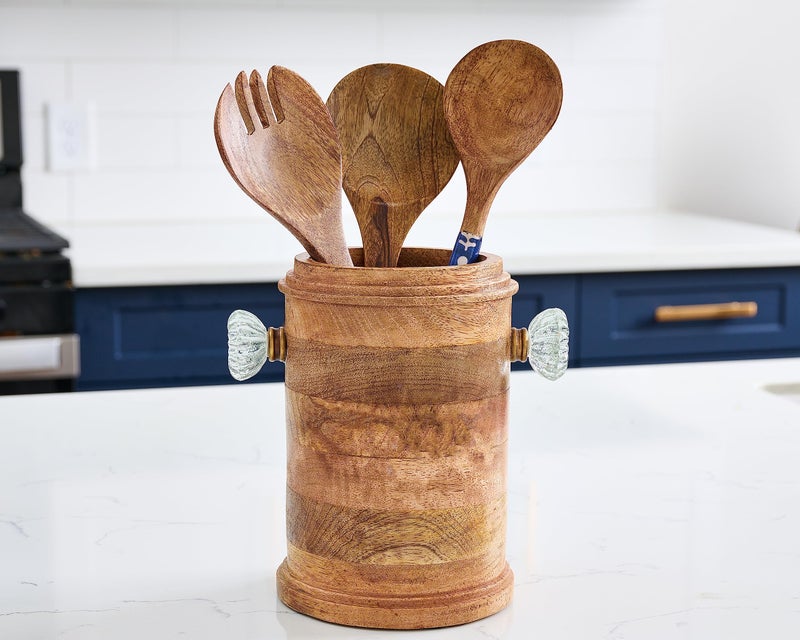 Mud Pie Utensil Holder  7 1/2"" X 5 1/4'  Brown - Image 3