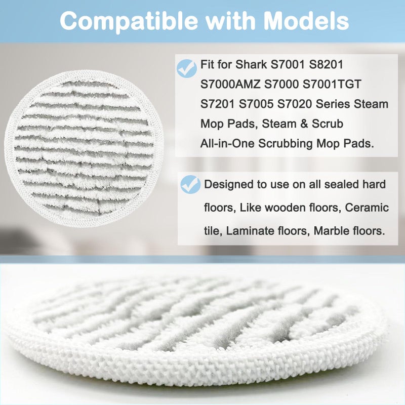 Bvhonwe 14 Pack S7001 Pads Replacement Steam Mop Pads for Shark S7001 S8201 S7201 S7000AMZ S8001 S7000 S7005 S7020 Series Steam Mop Pads,Steam & Scrub All-in-One Scrubbing Mop Pads,Compare Part #:XKITP7000 - Image 2
