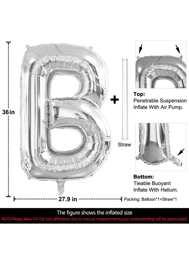 Lovoir 40 Inch Large Silver Letter B Balloons Big Size Jumbo Mylar Foil Helium Balloon for Birthday Party Celebration Decorations Alphabet Silver B - Image 2