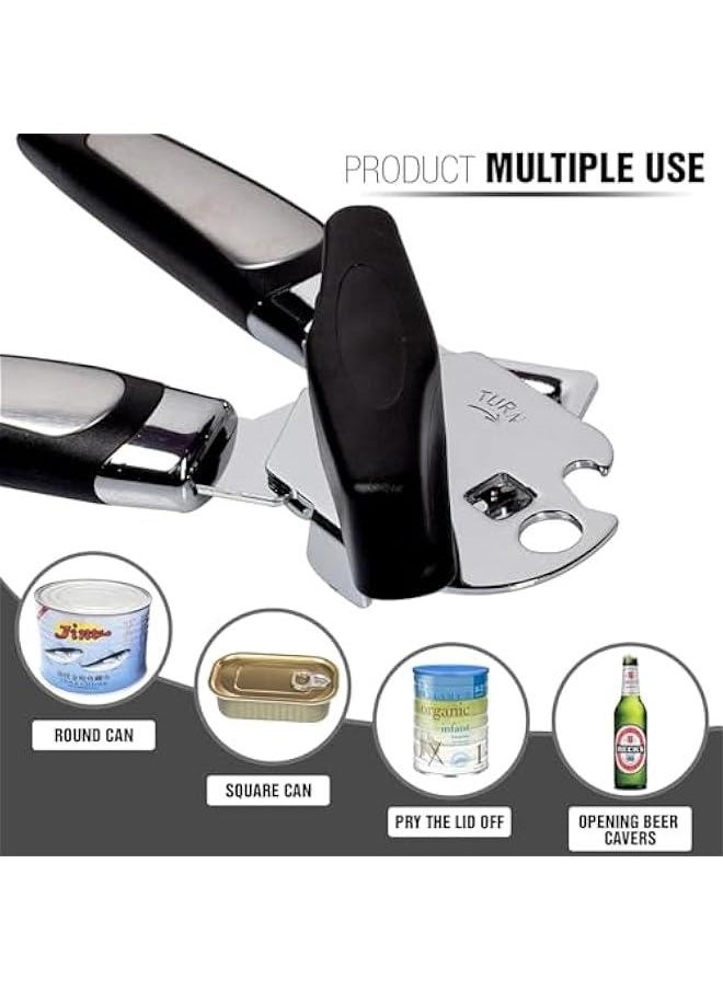 HOOKOR - Can Opener Manual, Smooth Edge Safe Cut for Beer Tin Bottle, Handheld Heavy Duty Can Opener, Comfortable Soft Handle, Sharp Cutting Wheel, Built in Bottle Opener - Image 1