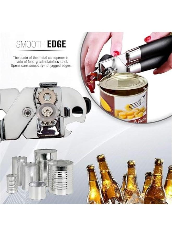 HOOKOR - Can Opener Manual, Smooth Edge Safe Cut for Beer Tin Bottle, Handheld Heavy Duty Can Opener, Comfortable Soft Handle, Sharp Cutting Wheel, Built in Bottle Opener - Image 1