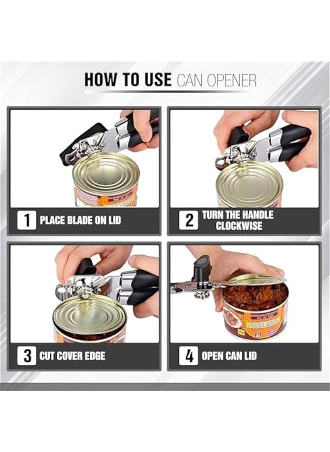 HOOKOR - Can Opener Manual, Smooth Edge Safe Cut for Beer Tin Bottle, Handheld Heavy Duty Can Opener, Comfortable Soft Handle, Sharp Cutting Wheel, Built in Bottle Opener - Image 1