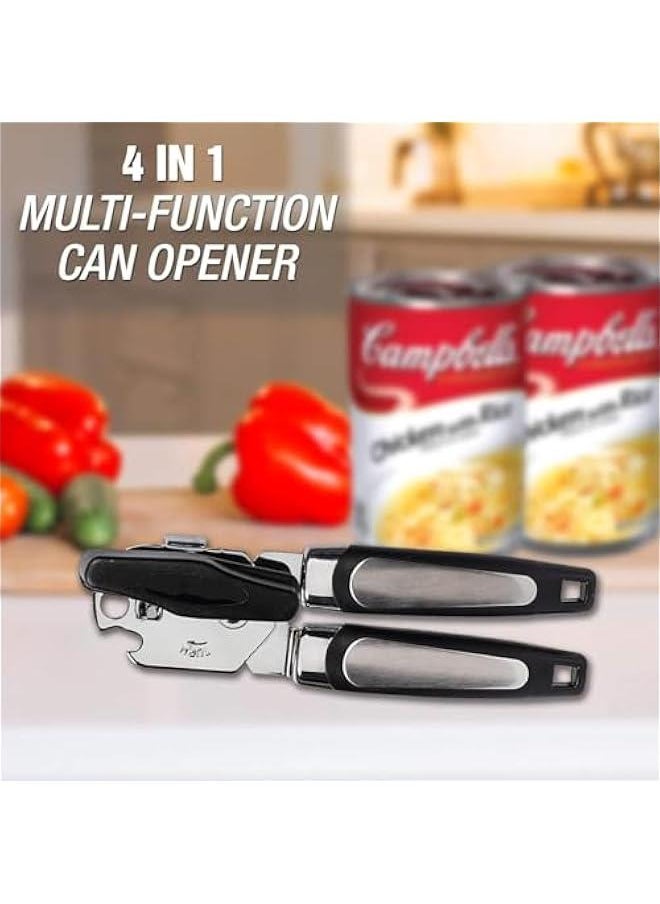 HOOKOR - Can Opener Manual, Smooth Edge Safe Cut for Beer Tin Bottle, Handheld Heavy Duty Can Opener, Comfortable Soft Handle, Sharp Cutting Wheel, Built in Bottle Opener - Image 1