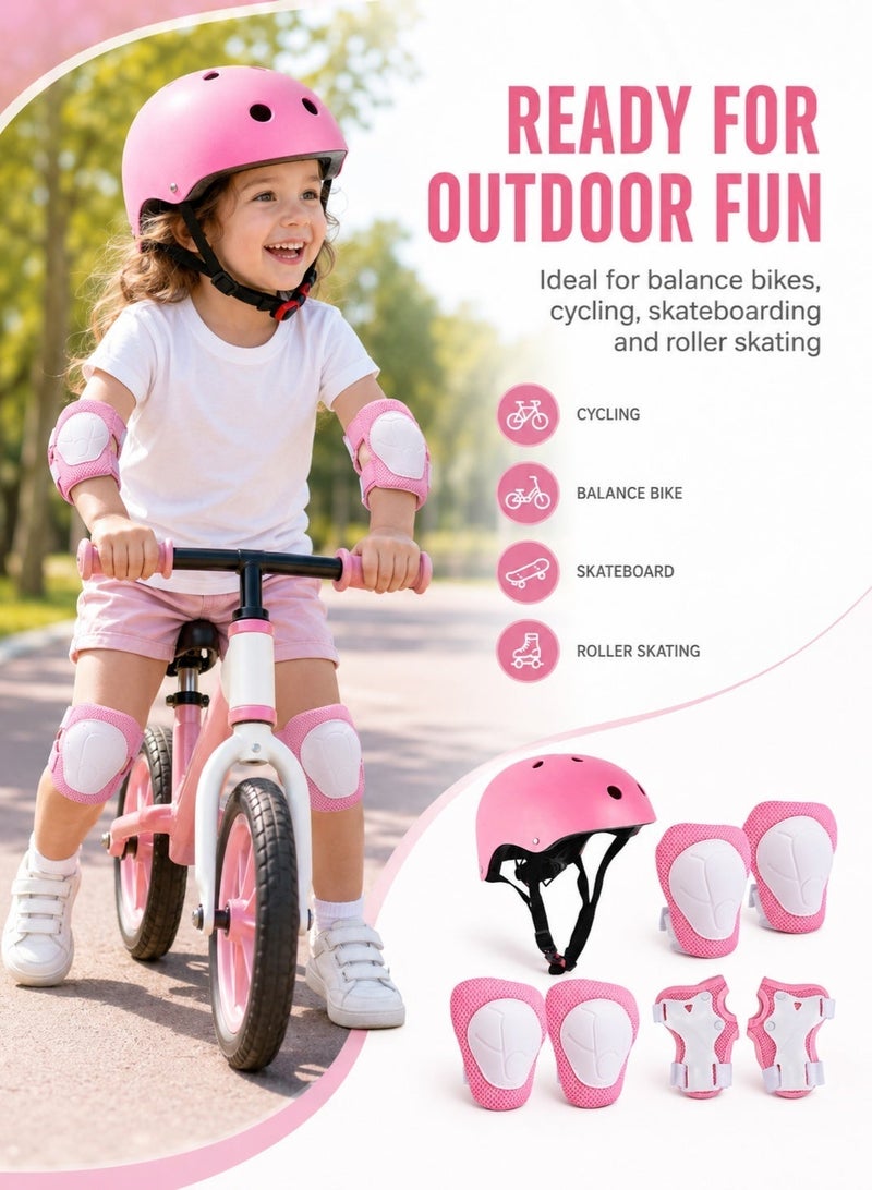 GOOGO Kids Helmet Adjustable,For Kids Ages 3-7 Years Old,Kids Bike Helmets For Boys And Girls,With Protective Sports Gear Set Knee Elbow Pads Wrist Guards,For Skating Bike Scooters(Pink) - Image 2