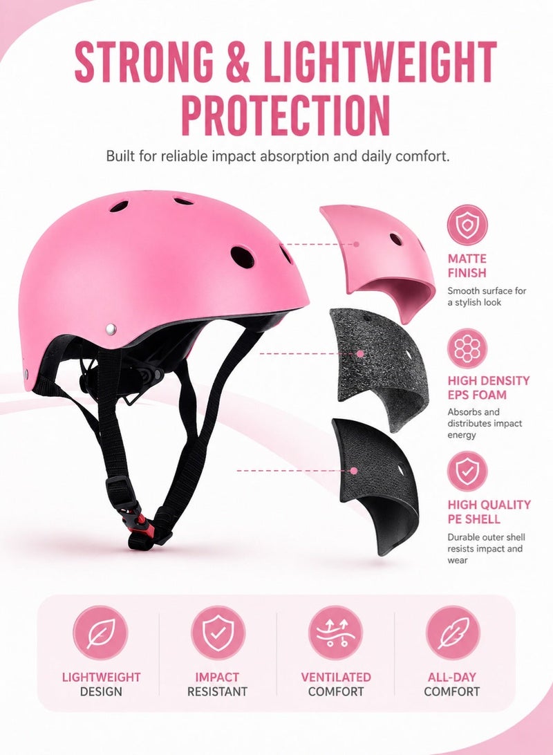GOOGO Kids Helmet Adjustable,For Kids Ages 3-7 Years Old,Kids Bike Helmets For Boys And Girls,With Protective Sports Gear Set Knee Elbow Pads Wrist Guards,For Skating Bike Scooters(Pink) - Image 4
