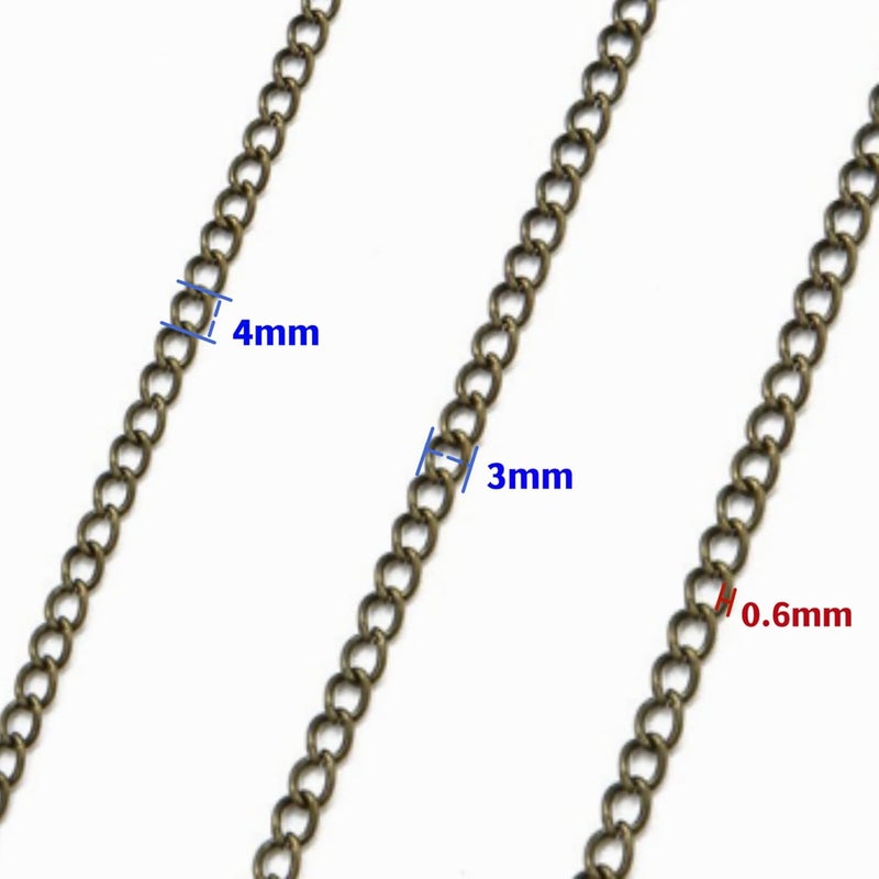 SWTool 60 Feets /20 Yards Metal Bronze Link Chains, Iron Bulk Curb Chain for DIY Craft Jewelry Chain Making, 2 Rolls x 10 Yards (Bronze) - Image 3