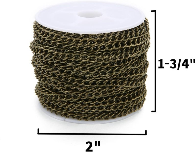 SWTool 60 Feets /20 Yards Metal Bronze Link Chains, Iron Bulk Curb Chain for DIY Craft Jewelry Chain Making, 2 Rolls x 10 Yards (Bronze) - Image 2