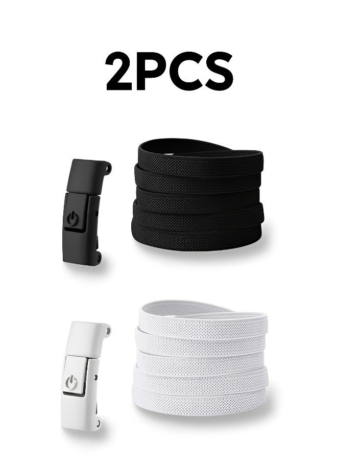 أربطة أحذية مرنة بدون ربطات 2 زوج مع نظام قفل لراحة وسهولة في الاستخدام للأحذية الكاجوال والأحذية الرياضية - Image 1