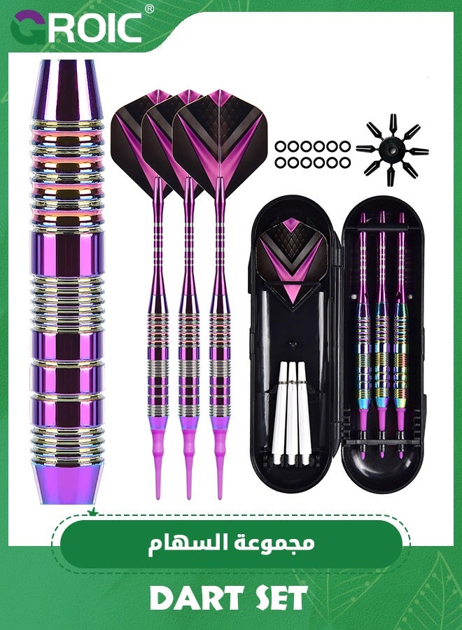 GROIC 3 Aluminum Shaft Metal Dart Set,Professional Soft Tip Darts Set for Electronic Dartboard,Dart Suit with Steel Needle Darts,Plastic Tip Darts  - Image 1