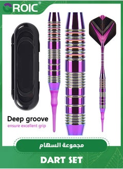 GROIC 3 Aluminum Shaft Metal Dart Set,Professional Soft Tip Darts Set for Electronic Dartboard,Dart Suit with Steel Needle Darts,Plastic Tip Darts  - Image 2