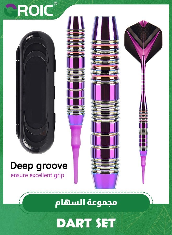 GROIC 3 Aluminum Shaft Metal Dart Set,Professional Soft Tip Darts Set for Electronic Dartboard,Dart Suit with Steel Needle Darts,Plastic Tip Darts  - Image 2