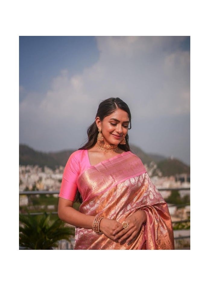 Accessorize Kingdom - Women's kanjivaram Woven Soft Silk Saree With Blouse Piece - Image 1