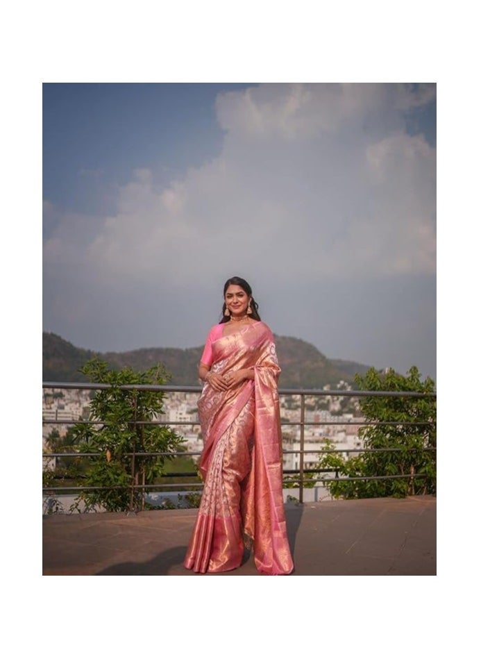 Accessorize Kingdom - Women's kanjivaram Woven Soft Silk Saree With Blouse Piece - Image 1