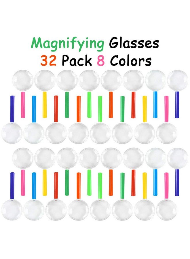 Elcoho 32 Pack Magnifying Glasses For Young People Plastic Colorful Magnifying Glasses For Party Favors Educational Toys With Storage Bag, 8 Colors - Image 3