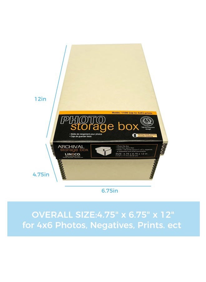 Lineco Photo Card Box, Museum-Quality Archival Storage, Acid-Free with Removable Lid, Bulk Storage for Negatives, Prints, Films, Photos, 4x6x12 Inches, Tan  - Image 2