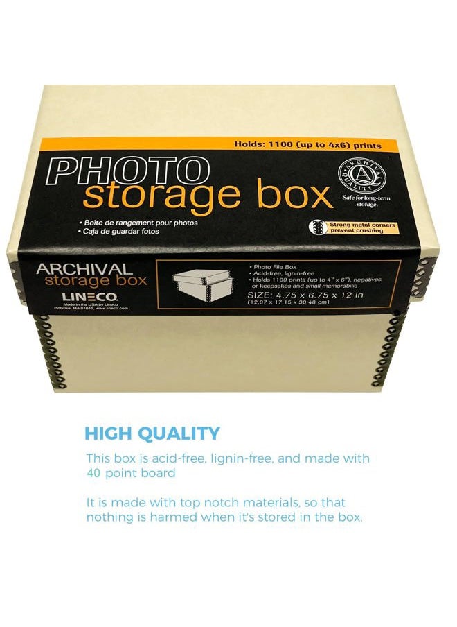 Lineco Photo Card Box, Museum-Quality Archival Storage, Acid-Free with Removable Lid, Bulk Storage for Negatives, Prints, Films, Photos, 4x6x12 Inches, Tan  - Image 5