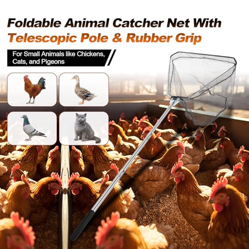 Smarkey Chicken Catching Net Animal net with Extendable 46 Inch Stainless Steel Pole Chicken Nets for Chickens Ducks Birds Cats DogsFishnet Chicken Catcher for Poultry Supplies - Image 3