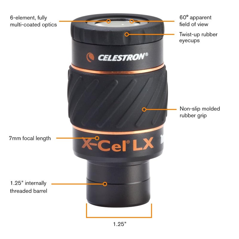 Celestron 93422 X-Cel LX Series - 1.25'' Eyepiece, 7mm - Image 2