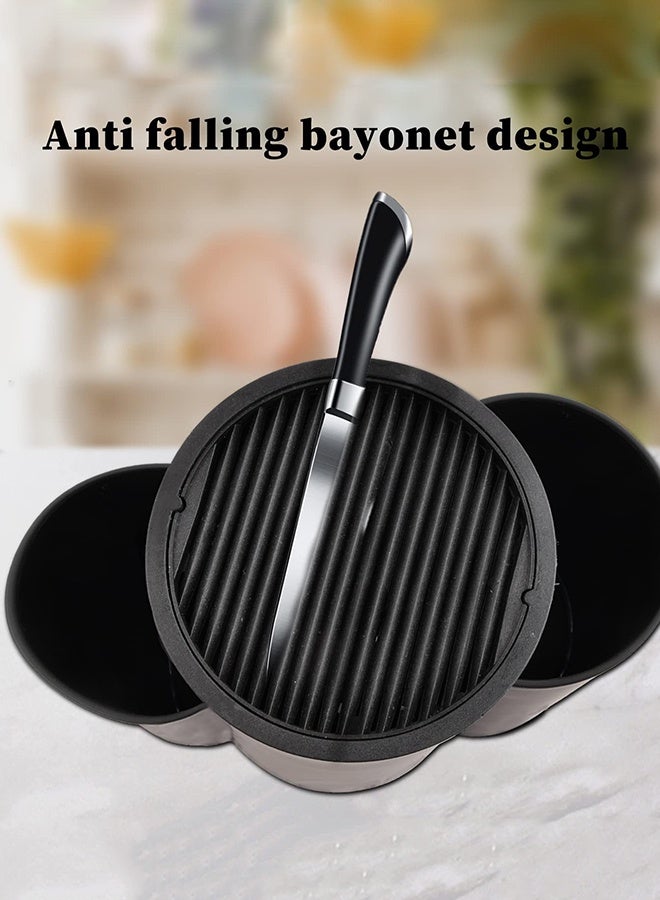 KZOBYD 3-in-1 Universal Knife Block with Utensil Holder – Empty Round Knife Stand Fits Up to 12-Inch Knives – No Knives Included – Compatible with All Kitchen Knives - Image 2